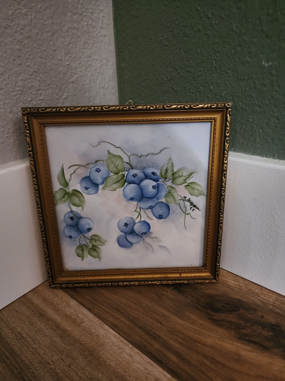 Vintage 4"Blueberry Wall Art Framed Cottagecore Gallery Wall Decor